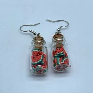 NEW Watermelon slices in mason jar fashion earring